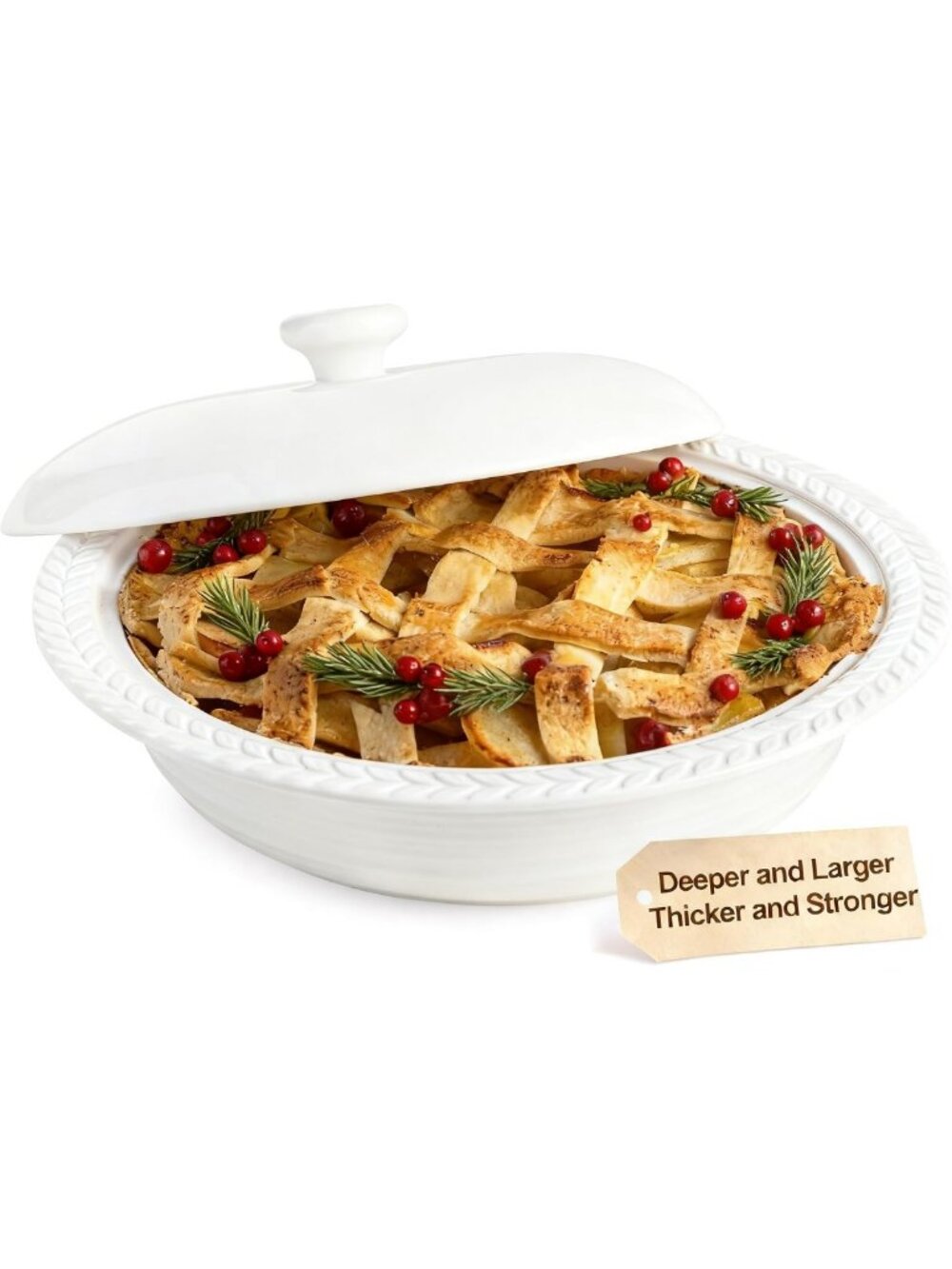 11-Inch Deep Dish Pie Pan with Lid - Perfect for Baking & Storing Pies